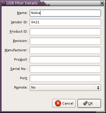 VirtualBox USB Filter Details
